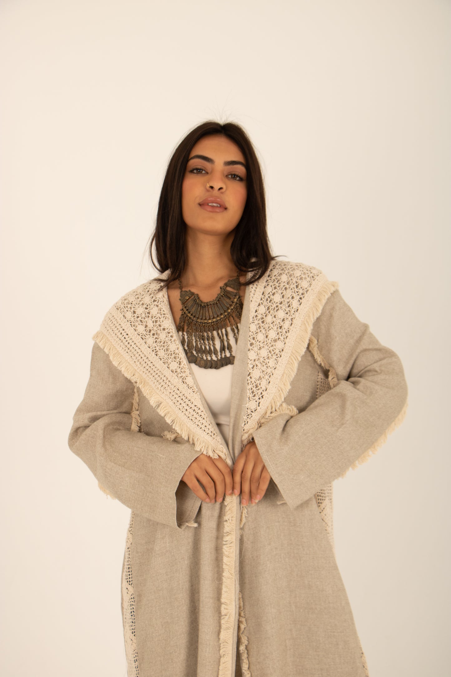 Linen Crochet Kaftan
