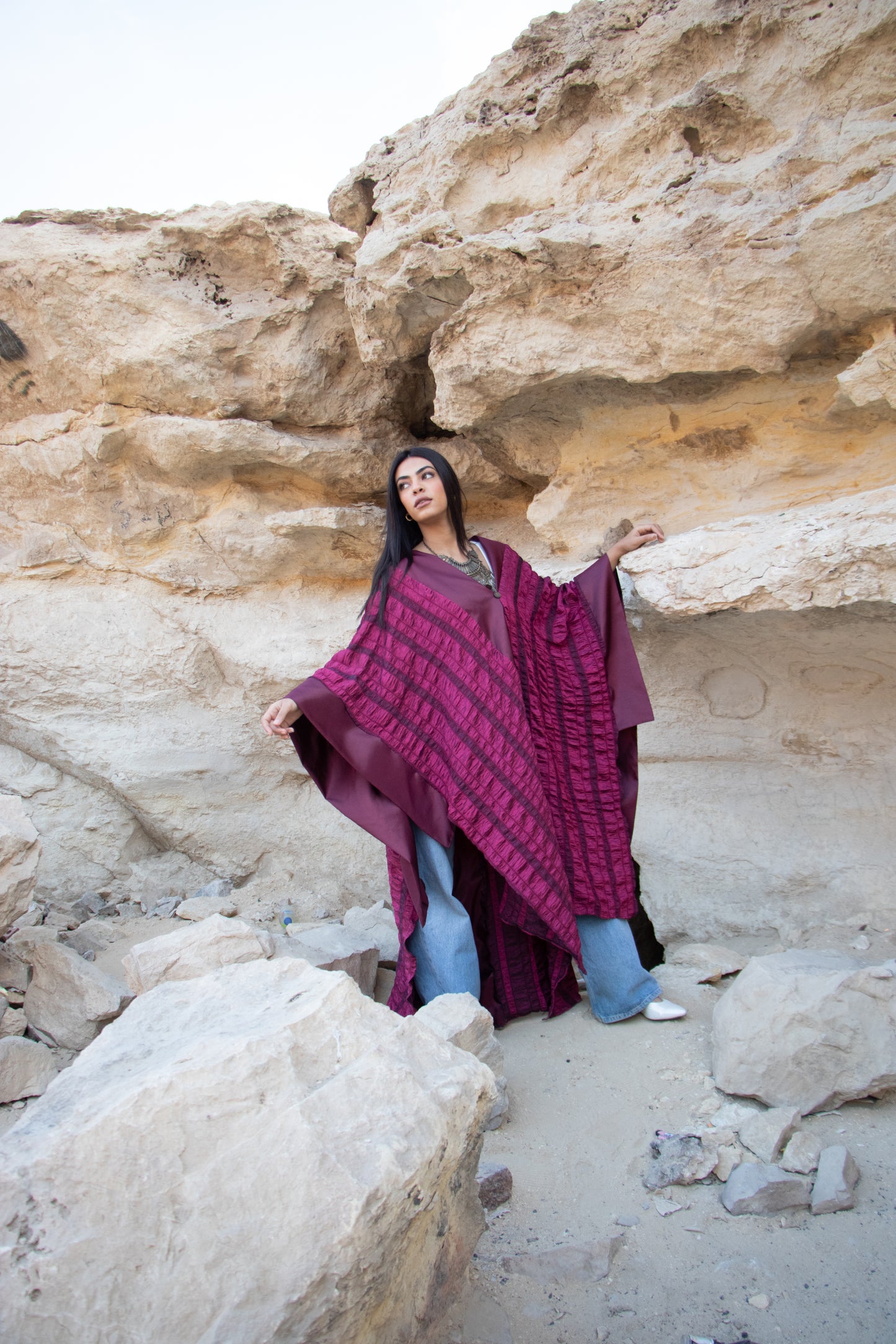 Crashed Taffeta Poncho