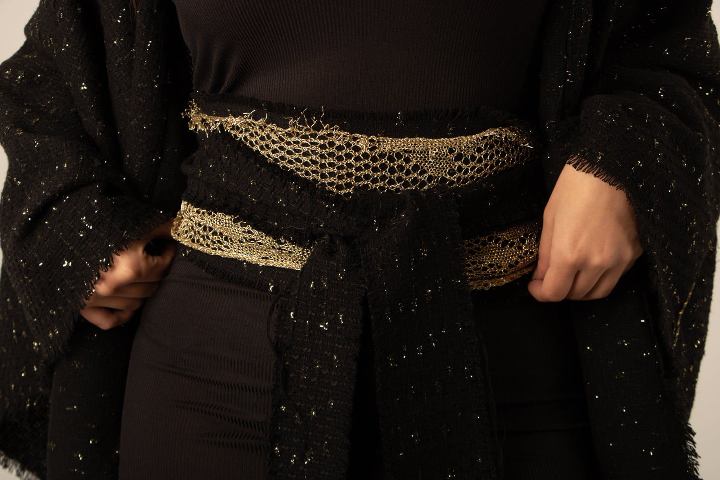 Tweed Golden X Black with belt